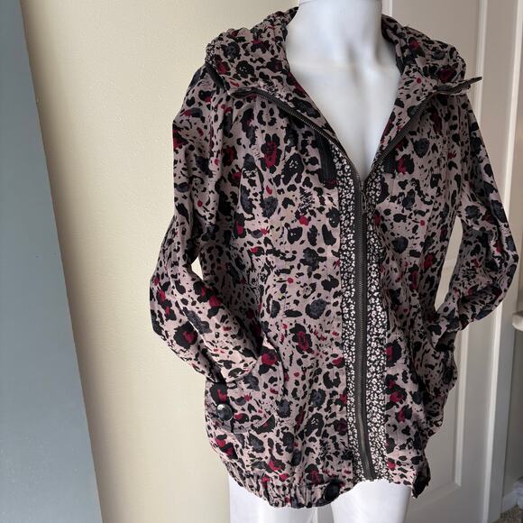 Unique WOMEN'S XL Animal Print Lavender Purple Zip Jacket Hooded Asian Cotton - Picture 11 of 16